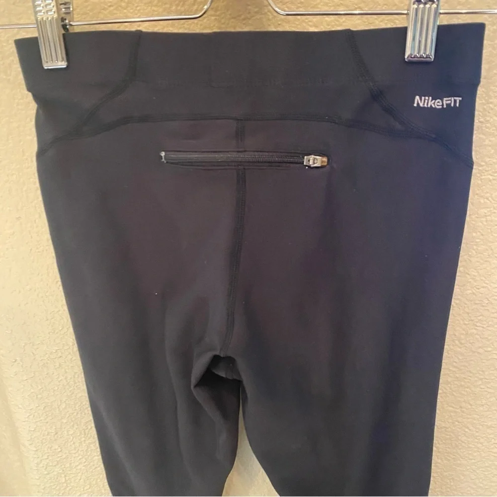 NIKE Women Black Zipper Side Hem Athletic Leggings Size XS